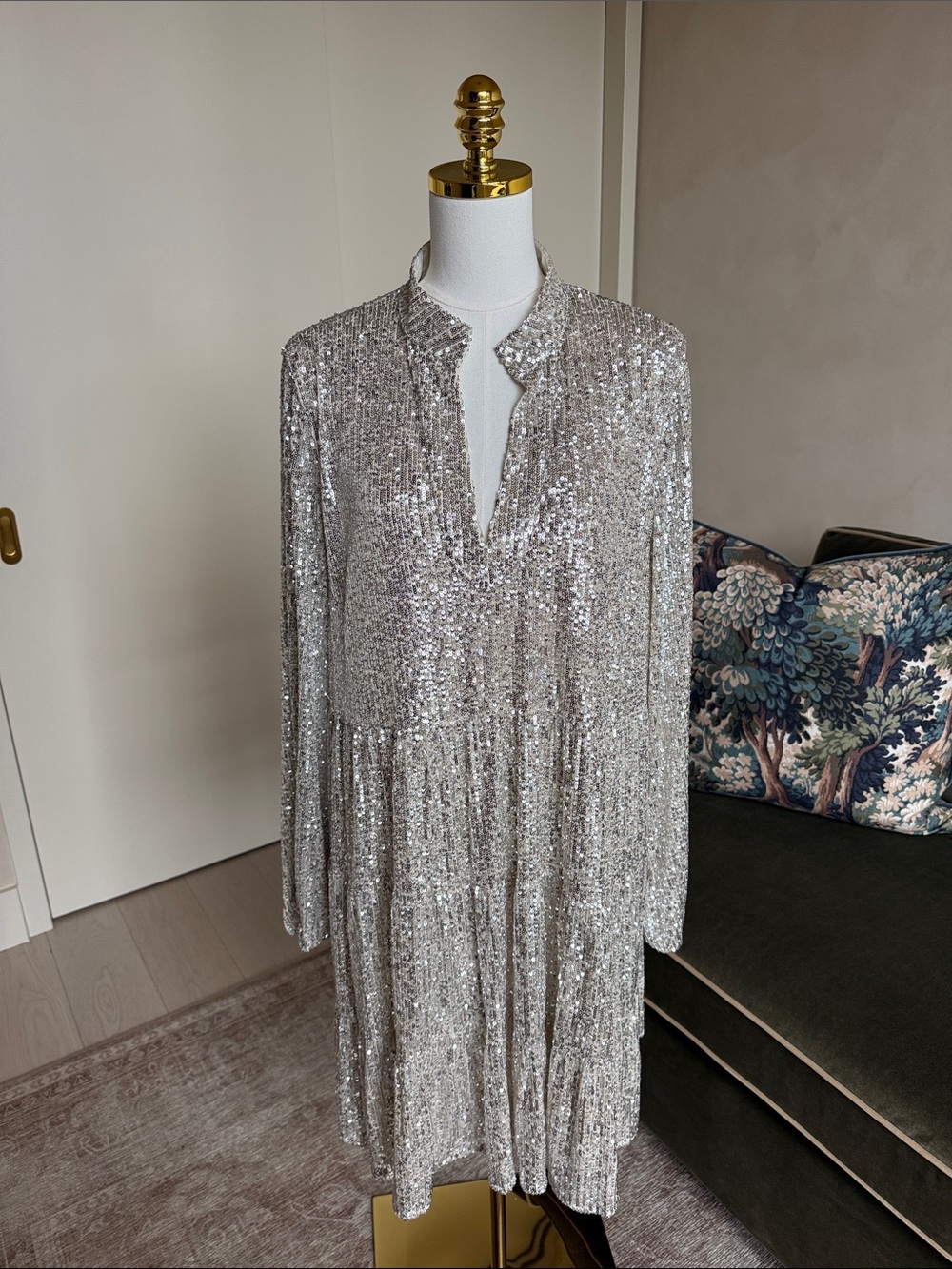 SAIL TO SABLE CHARLOTTE SEQUIN DRESS - Silver Size XXL